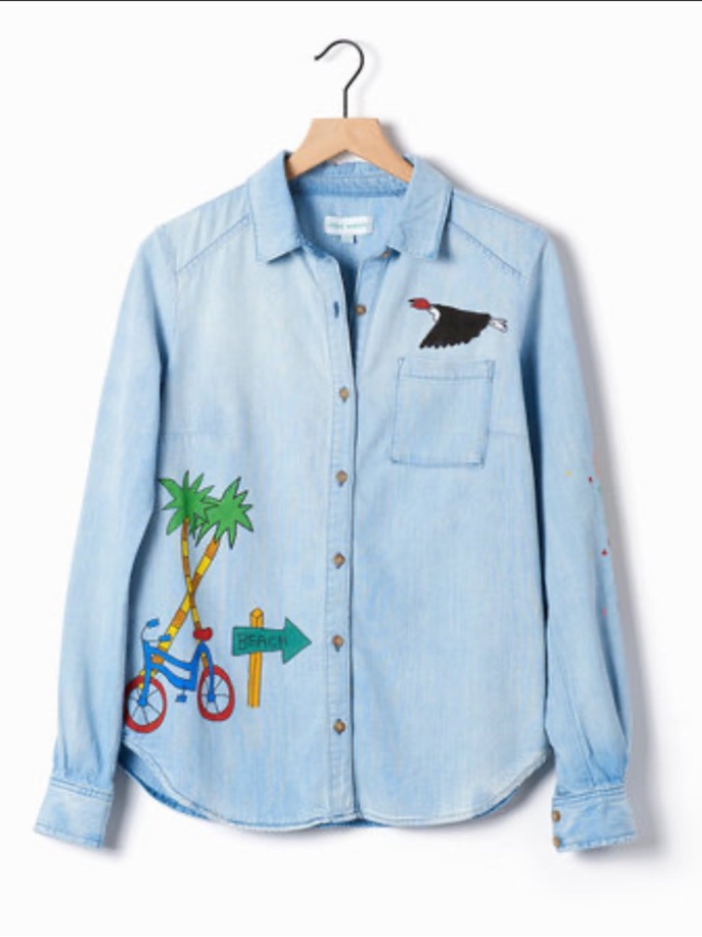 Mira‎ Mikati Denim Blue Ice Cream Button Down Chambray